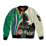 Personalized Nelson Mandela Day Sleeve Zip Bomber Jacket South Africa Vintage Stylized