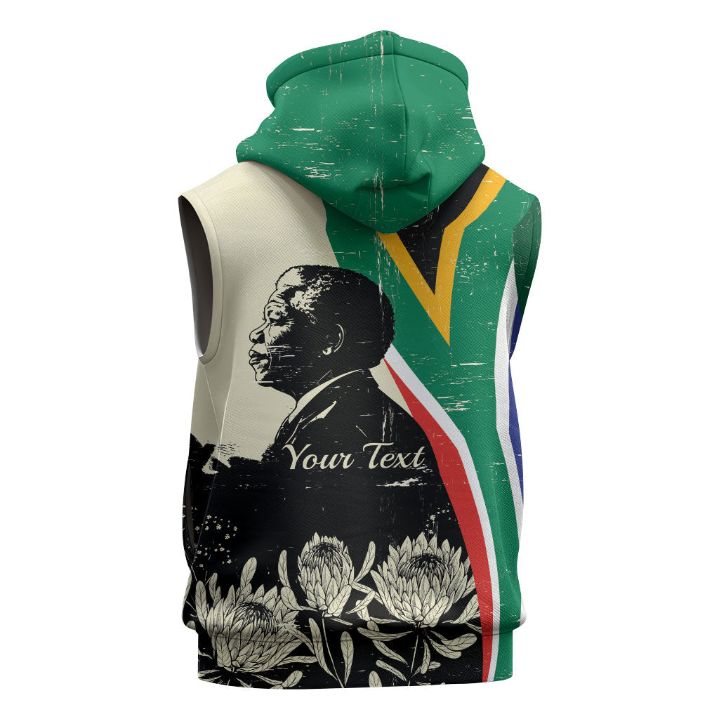 Personalized Nelson Mandela Day Sleeveless Zip Hoodie South Africa Vintage Stylized
