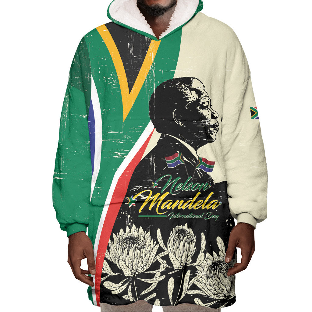 Personalized Nelson Mandela Day Wearable Blanket Hoodie South Africa Vintage Stylized