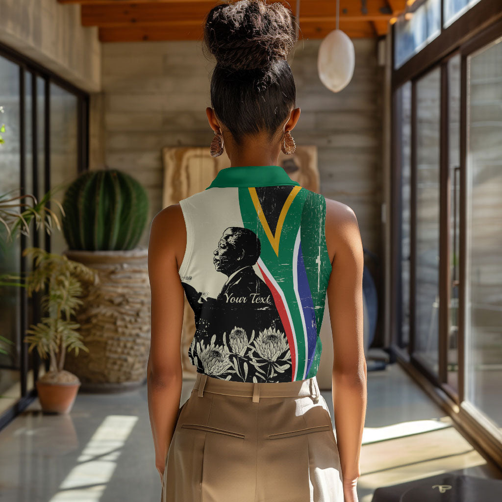 Personalized Nelson Mandela Day Women Sleeveless Polo Shirt South Africa Vintage Stylized