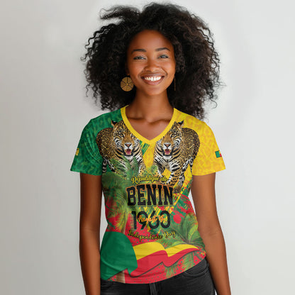 Personalised Benin August 1st 1960 Women V-Neck T-Shirt Happy Independence Day