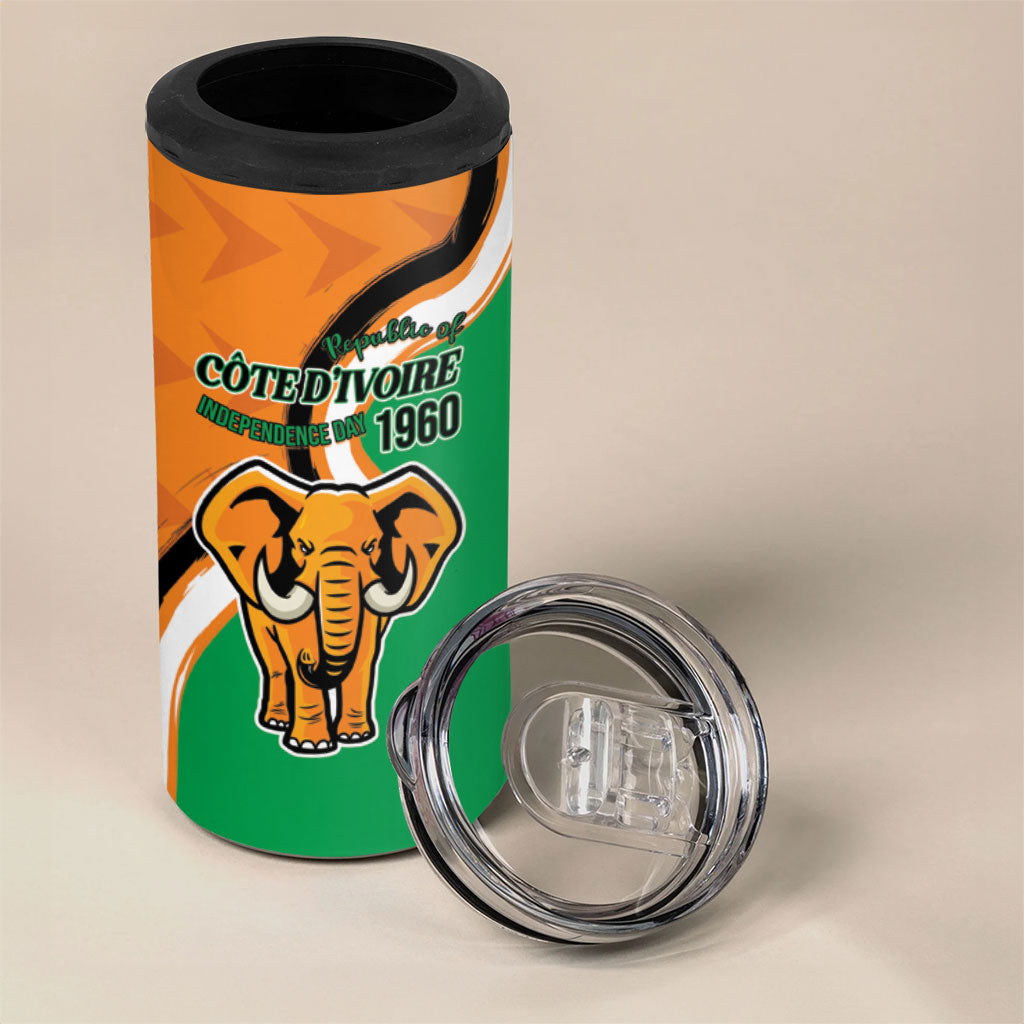 Personalised Ivory Coast August 7th 1960 4 in 1 Can Cooler Tumbler Happy Independence Day