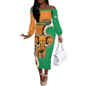 Personalised Ivory Coast August 7th 1960 Off The Shoulder Long Sleeve Dress Happy Independence Day