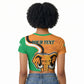Personalised Ivory Coast August 7th 1960 Raglan Cropped T shirt Happy Independence Day