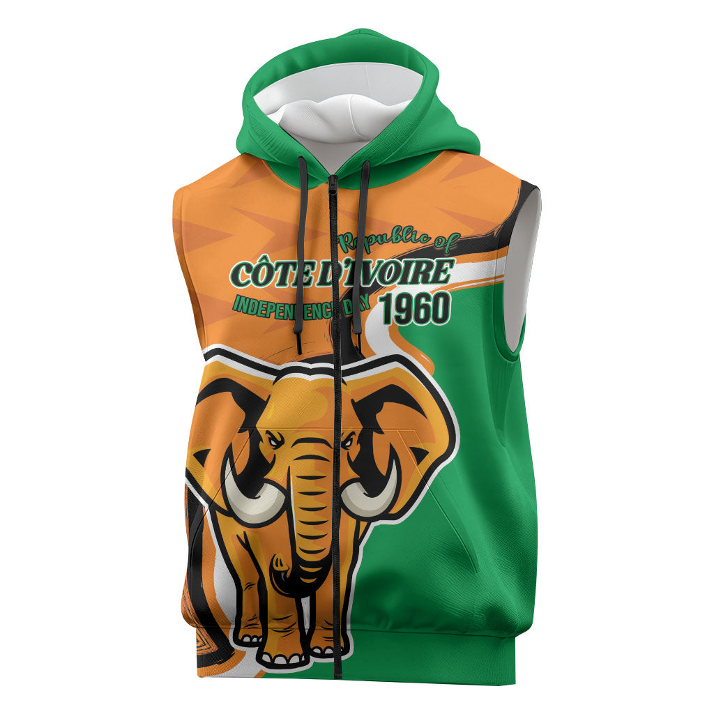 Personalised Ivory Coast August 7th 1960 Sleeveless Zip Hoodie Happy Independence Day