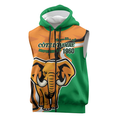 Personalised Ivory Coast August 7th 1960 Sleeveless Zip Hoodie Happy Independence Day