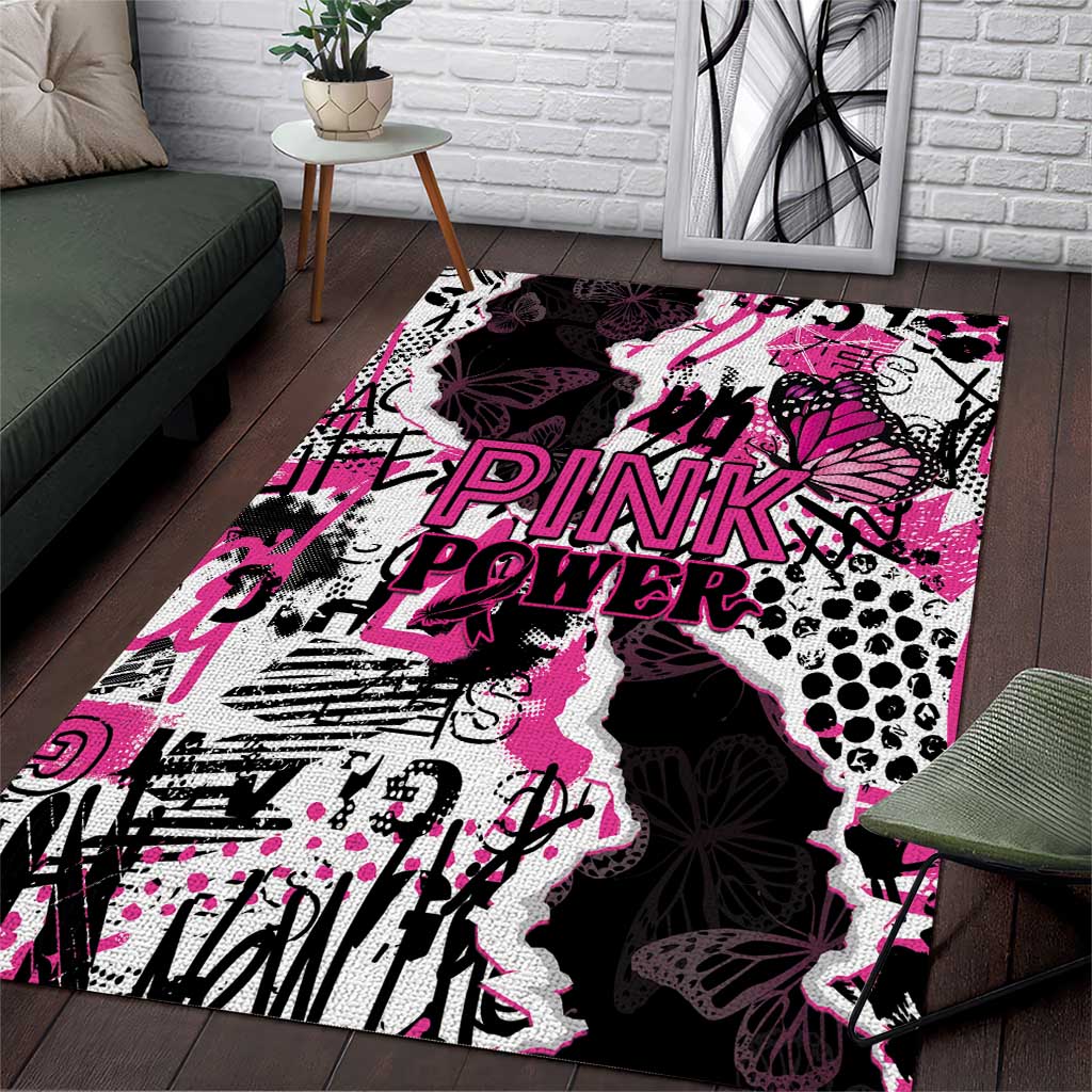 Pink Power Graffiti Area Rug Breast Cancer Awareness by African Pride