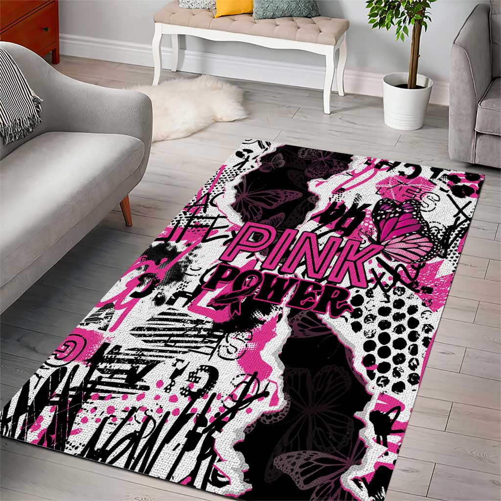 Pink Power Graffiti Area Rug Breast Cancer Awareness - African Pride