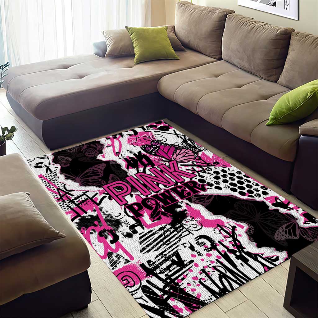 Pink Power Graffiti Area Rug Breast Cancer Awareness - African Pride