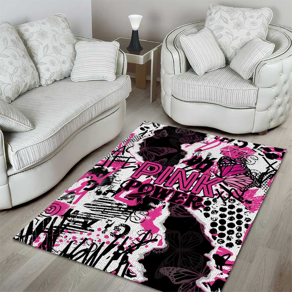 Pink Power Graffiti Area Rug Breast Cancer Awareness - African Pride