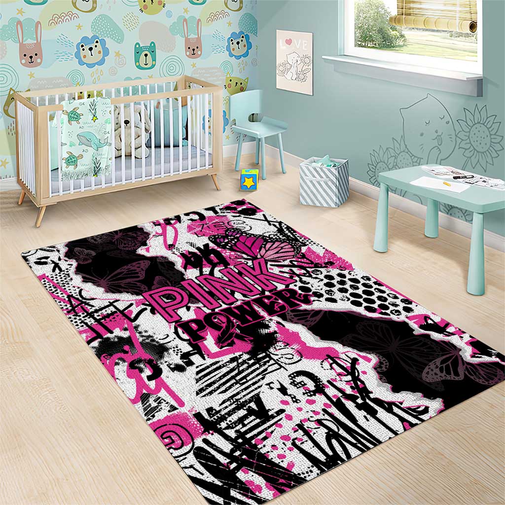 Pink Power Graffiti Area Rug Breast Cancer Awareness - African Pride