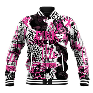 Personalized Pink Power Graffiti Baseball Jacket Breast Cancer Awareness - African Pride
