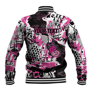 Personalized Pink Power Graffiti Baseball Jacket Breast Cancer Awareness - African Pride