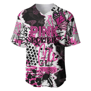 Personalized Pink Power Graffiti Baseball Jersey Breast Cancer Awareness - African Pride