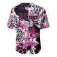 Personalized Pink Power Graffiti Baseball Jersey Breast Cancer Awareness - African Pride