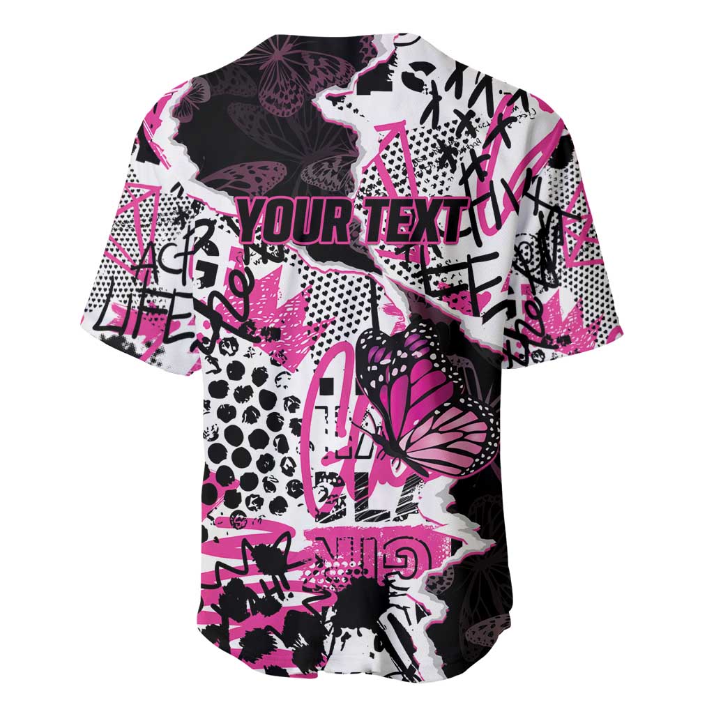 Personalized Pink Power Graffiti Baseball Jersey Breast Cancer Awareness - African Pride