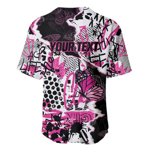 Personalized Pink Power Graffiti Baseball Jersey Breast Cancer Awareness - African Pride
