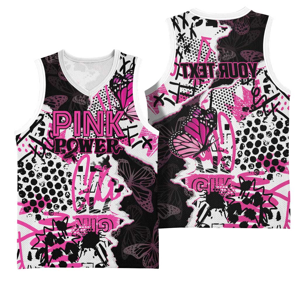Personalized Pink Power Graffiti Basketball Jersey Breast Cancer Awareness - African Pride