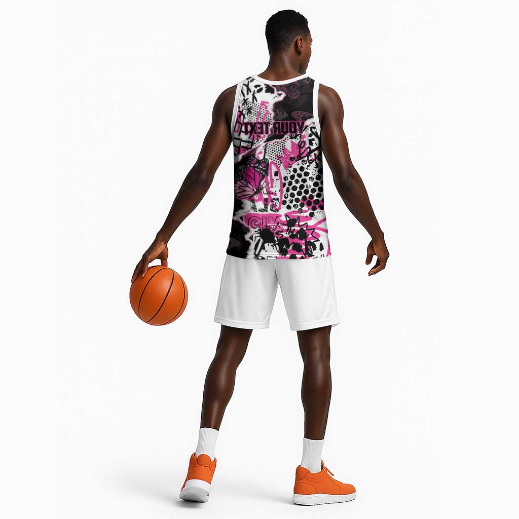 Personalized Pink Power Graffiti Basketball Jersey Breast Cancer Awareness - African Pride