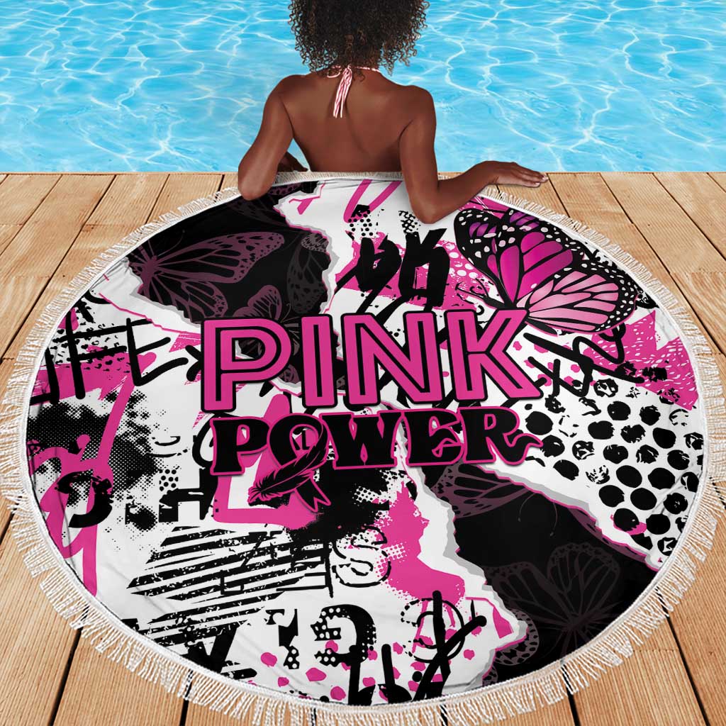 Pink Power Graffiti Beach Blanket Breast Cancer Awareness - African Pride