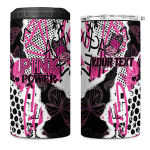 Personalized Pink Power Graffiti 4 in 1 Can Cooler Tumbler Breast Cancer Awareness - African Pride