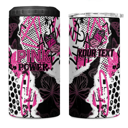 Personalized Pink Power Graffiti 4 in 1 Can Cooler Tumbler Breast Cancer Awareness - African Pride