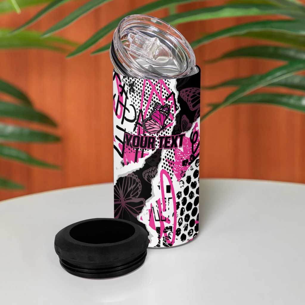 Personalized Pink Power Graffiti 4 in 1 Can Cooler Tumbler Breast Cancer Awareness - African Pride