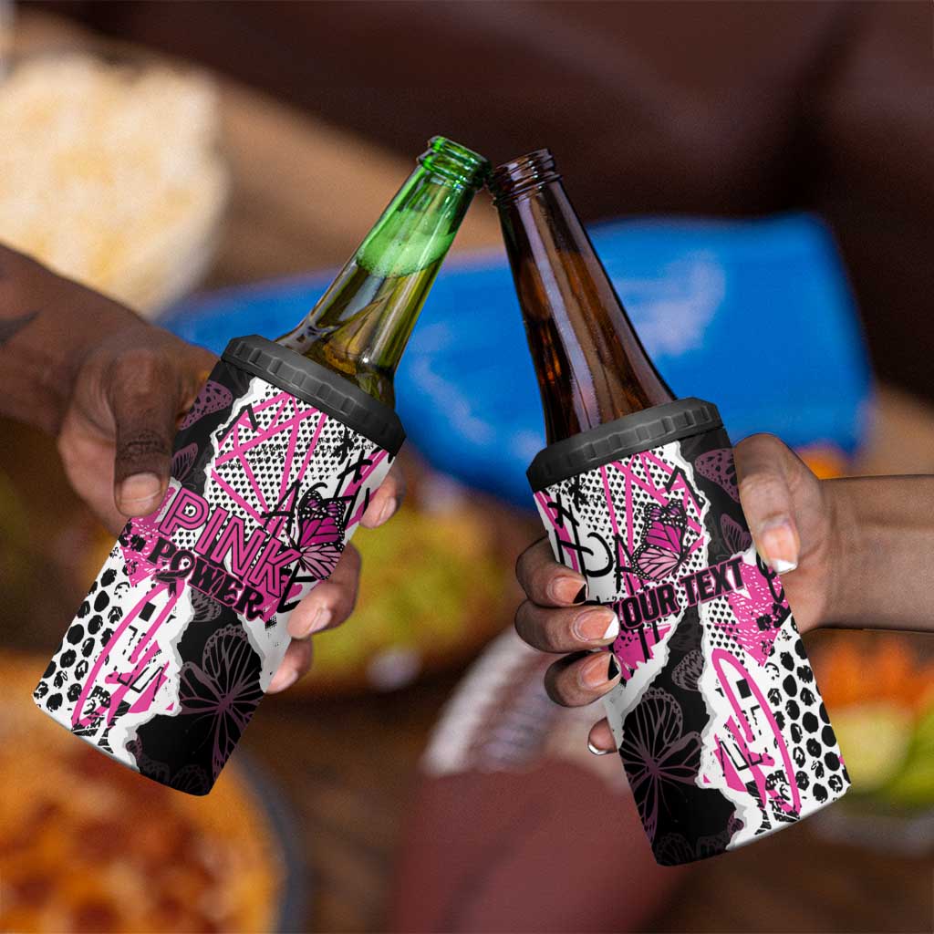 Personalized Pink Power Graffiti 4 in 1 Can Cooler Tumbler Breast Cancer Awareness - African Pride