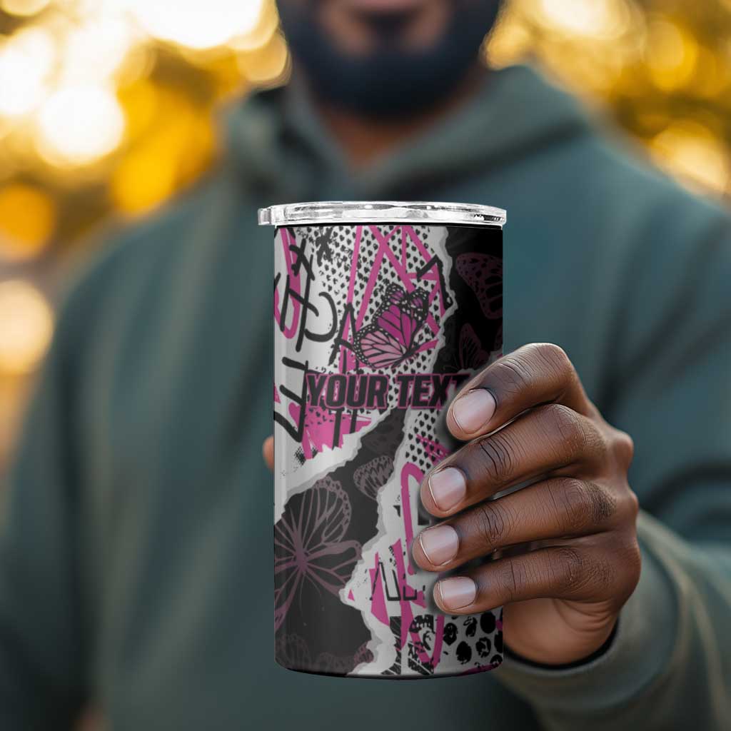 Personalized Pink Power Graffiti 4 in 1 Can Cooler Tumbler Breast Cancer Awareness - African Pride