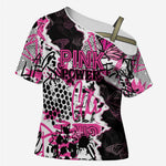 Personalized Pink Power Graffiti Cross Shoulder Shirt Breast Cancer Awareness