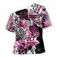 Personalized Pink Power Graffiti Cross Shoulder Shirt Breast Cancer Awareness