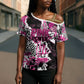 Personalized Pink Power Graffiti Cross Shoulder Shirt Breast Cancer Awareness