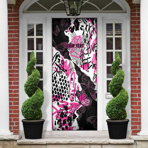 Personalized Pink Power Graffiti Door Cover Breast Cancer Awareness