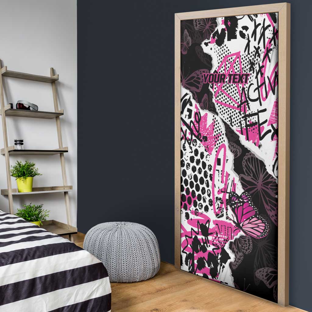 Personalized Pink Power Graffiti Door Cover Breast Cancer Awareness