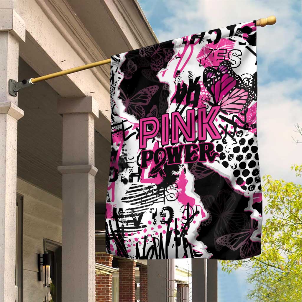 Pink Power Graffiti Garden Flag Breast Cancer Awareness - African Pride