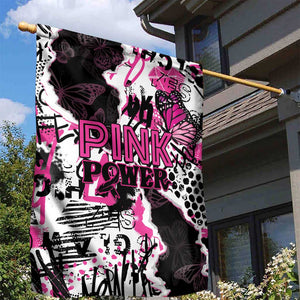Pink Power Graffiti Garden Flag Breast Cancer Awareness - African Pride