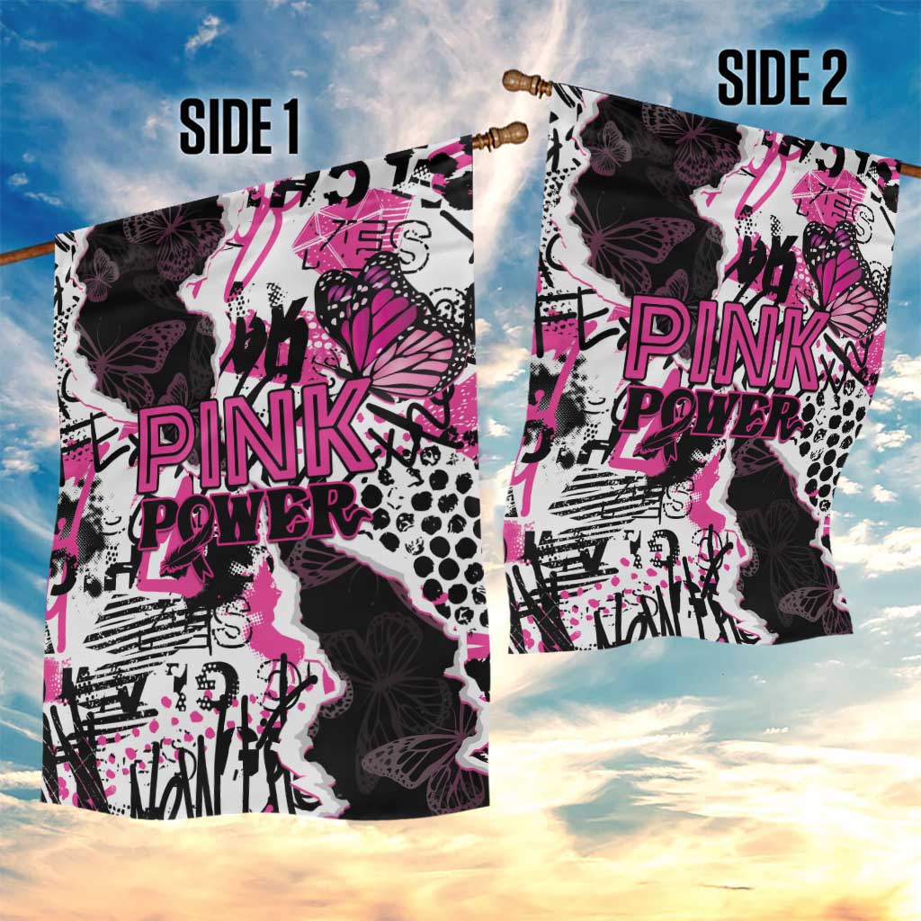 Pink Power Graffiti Garden Flag Breast Cancer Awareness - African Pride