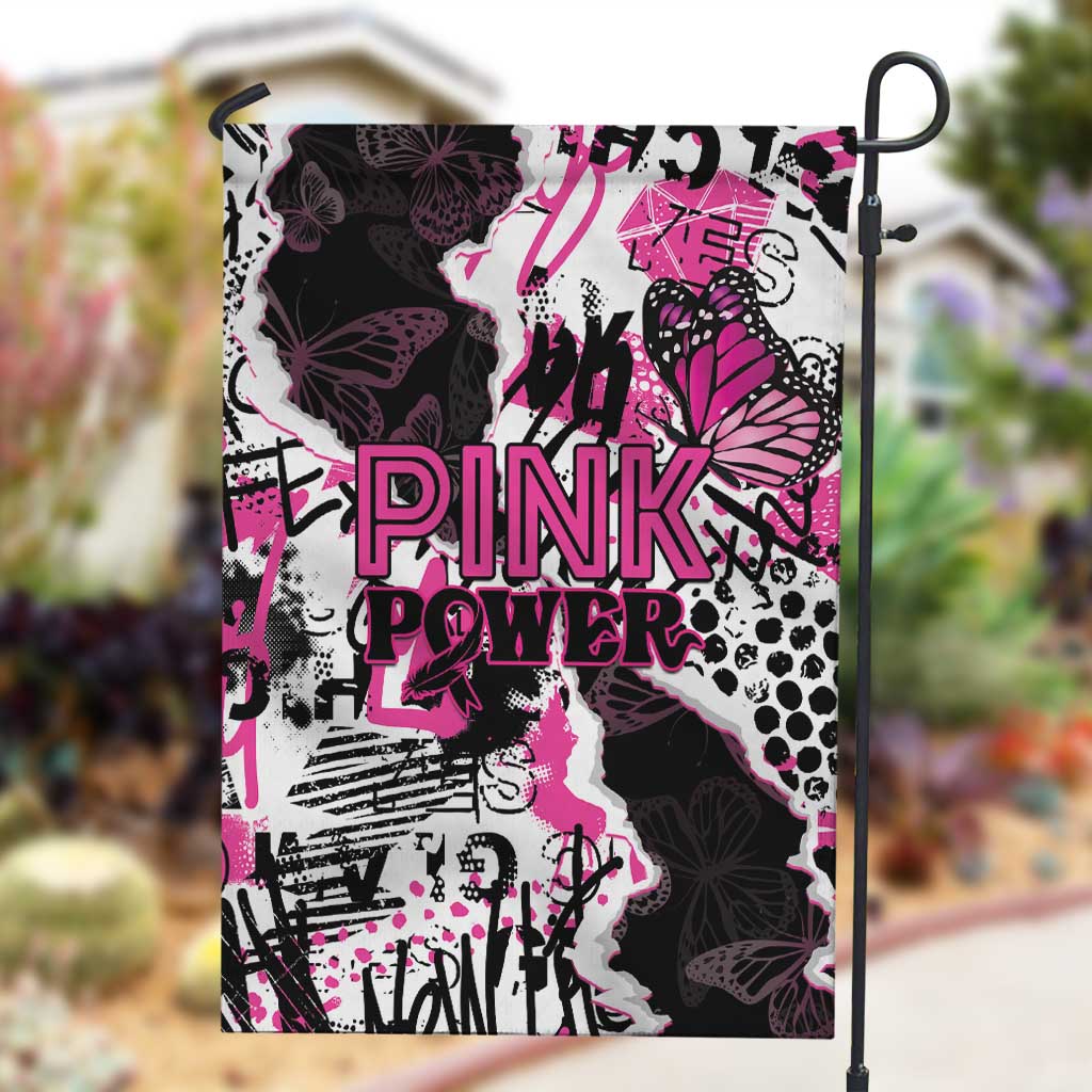 Pink Power Graffiti Garden Flag Breast Cancer Awareness - African Pride