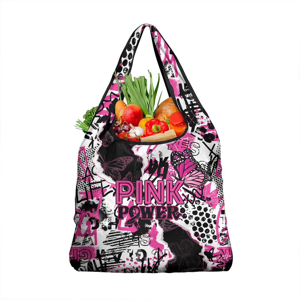Pink Power Graffiti Grocery Bag Breast Cancer Awareness - African Pride