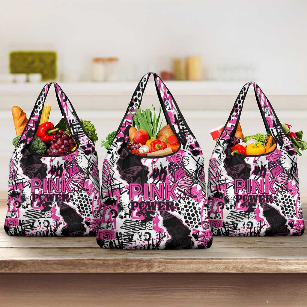 Pink Power Graffiti Grocery Bag Breast Cancer Awareness - African Pride