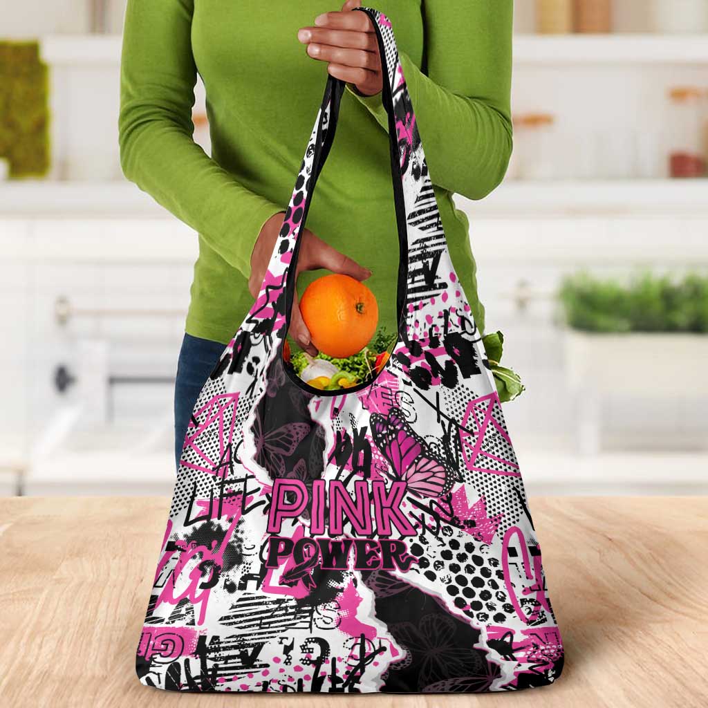 Pink Power Graffiti Grocery Bag Breast Cancer Awareness - African Pride