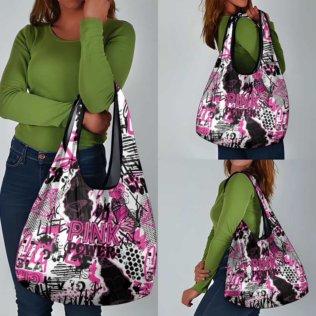 Pink Power Graffiti Grocery Bag Breast Cancer Awareness - African Pride