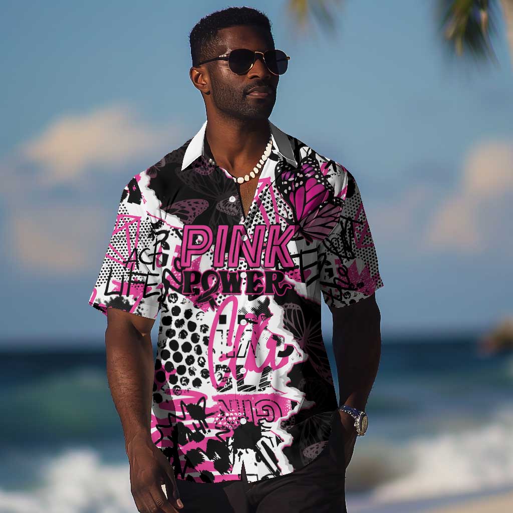 Personalized Pink Power Graffiti Hawaiian Shirt Breast Cancer Awareness - African Pride