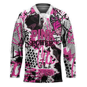 Personalized Pink Power Graffiti Hockey Jersey Breast Cancer Awareness