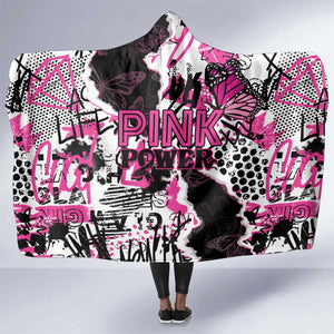 Pink Power Graffiti Hooded Blanket Breast Cancer Awareness - African Pride