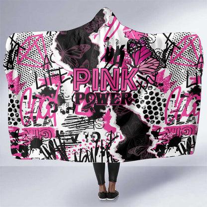Pink Power Graffiti Hooded Blanket Breast Cancer Awareness - African Pride
