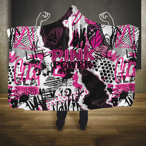 Pink Power Graffiti Hooded Blanket Breast Cancer Awareness - African Pride
