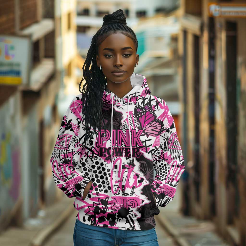 Personalized Pink Power Graffiti Hoodie Breast Cancer Awareness - African Pride