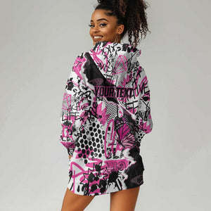 Personalized Pink Power Graffiti Hoodie Dress Breast Cancer Awareness - African Pride