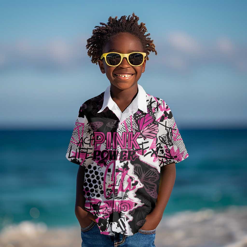 Personalized Pink Power Graffiti Kid Hawaiian Shirt Breast Cancer Awareness - African Pride